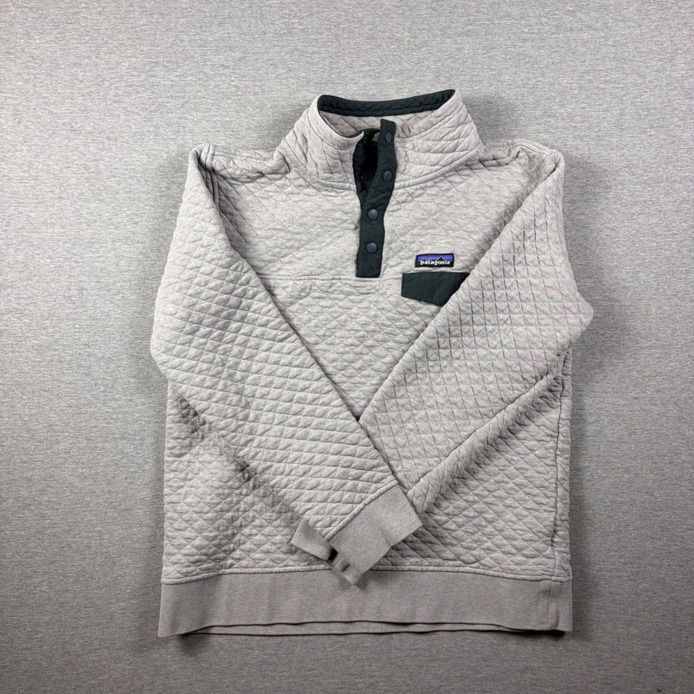 Patagonia Womens Organic Cotton Quilt Snap T Pullover Medium Gray